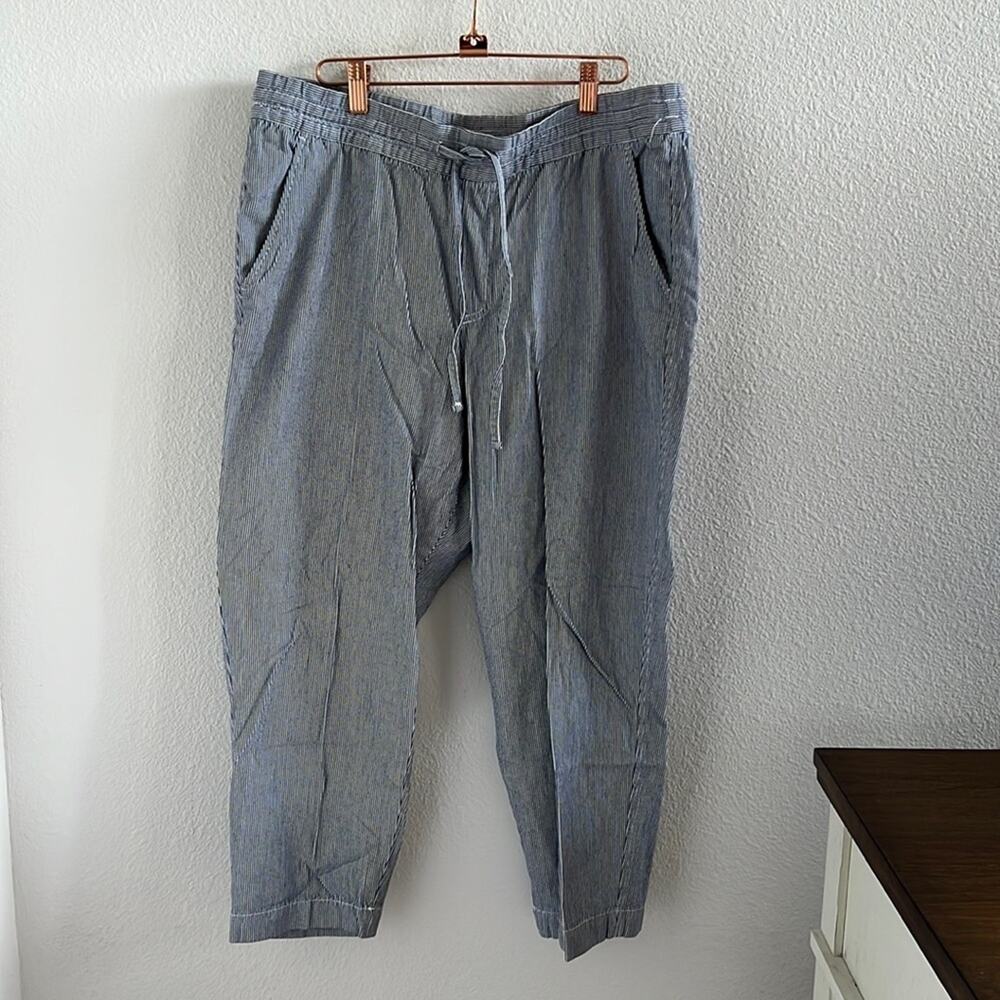 GAP Easy Pant Striped Pull on Elastic Waist Drawstring Cotton Viscose Pants L